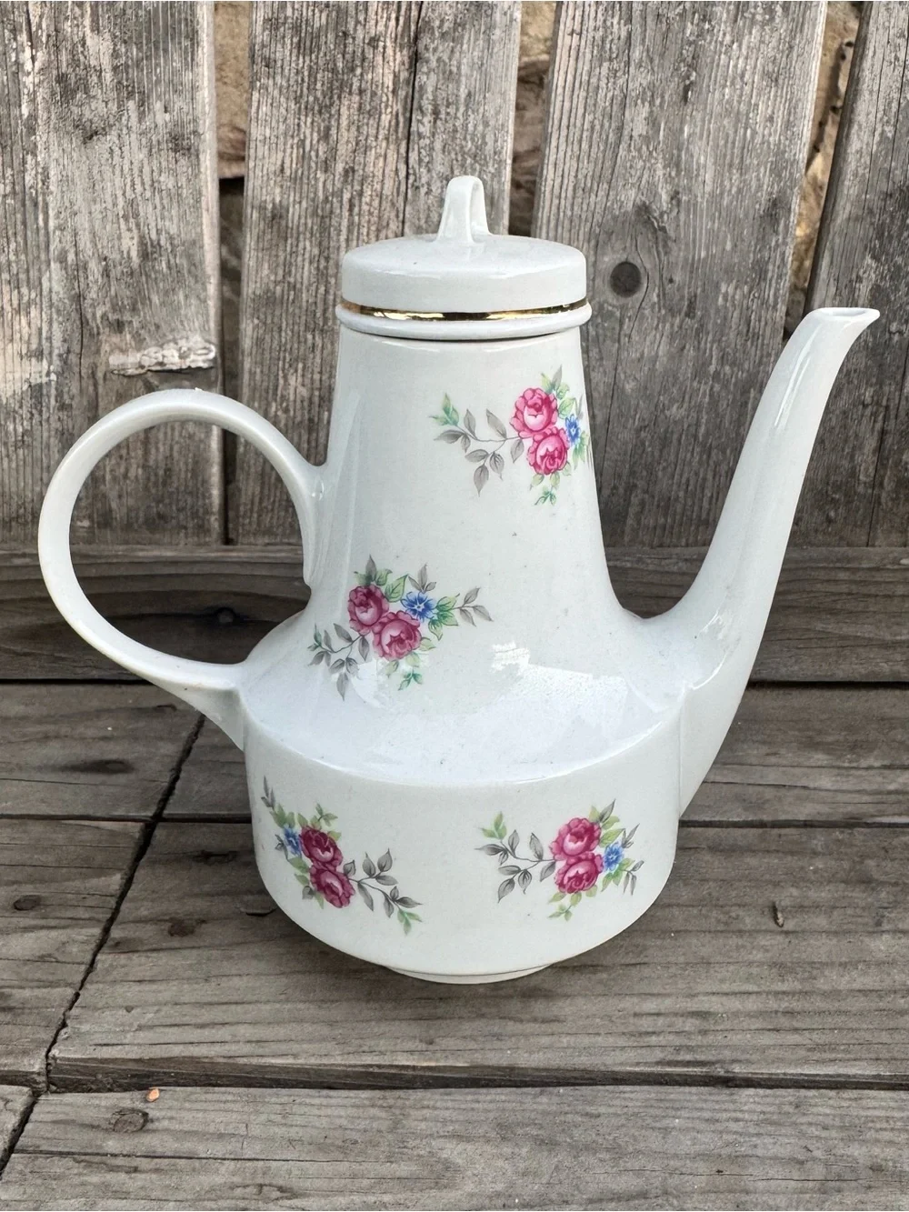 Henneberg Porzellan 1777 Germany Pink Rose Vintage Teapot / Coffee Server